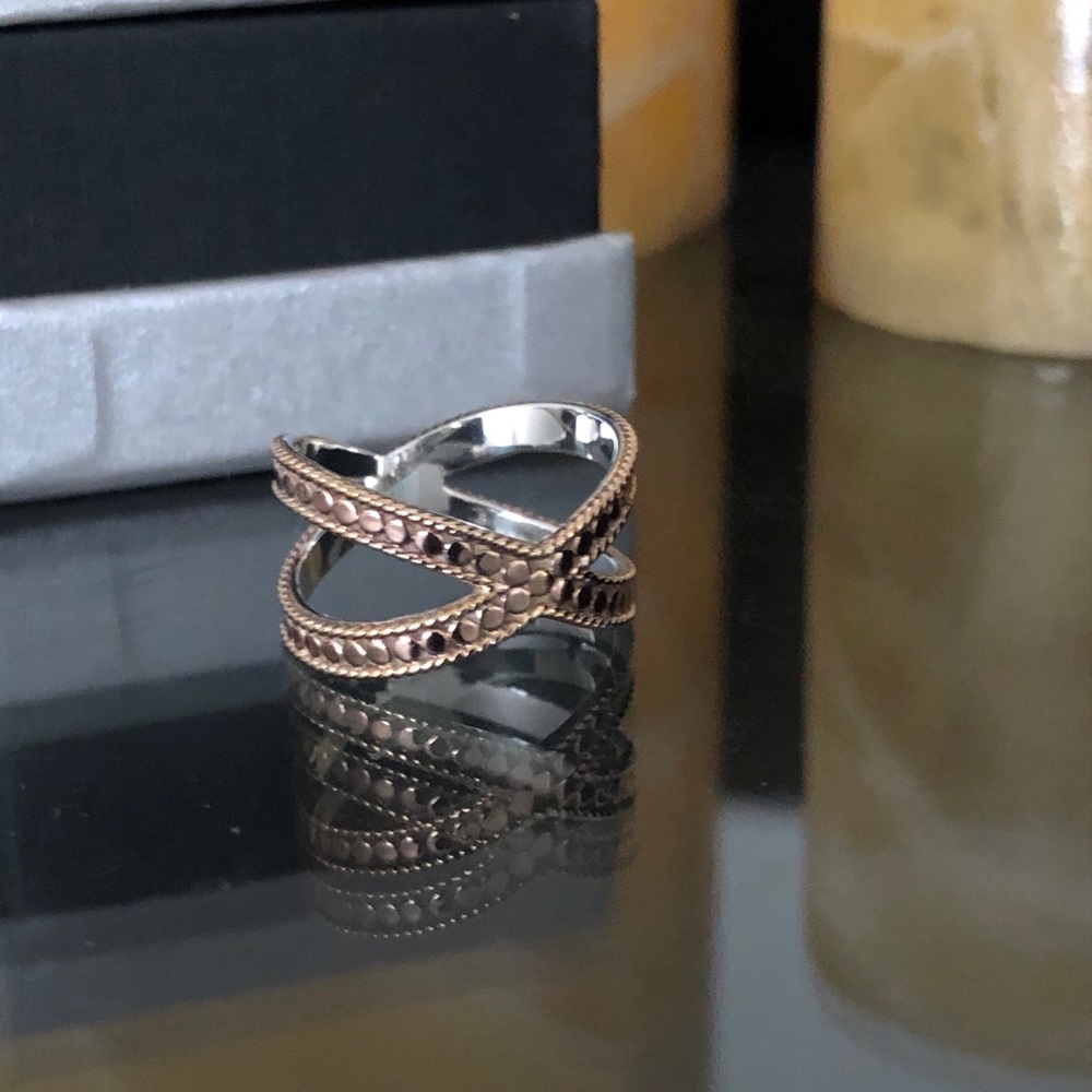 Anna Beck Rose Gold Cross Ring (Size 7)
